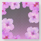 Hot Pink Hibiskus Steinuntersetzer (Vorderseite)