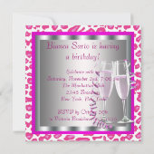 Hot Pink High Heel Schuhe Frauen Leopard Geburtsta Einladung (Rückseite)