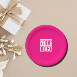 Hot Pink - Hinzufügen eines fett gedruckten Logos Pappteller