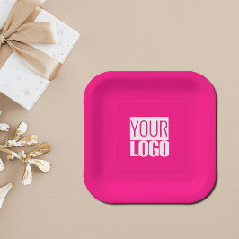 Hot Pink - Hinzufügen eines fett gedruckten Logos Pappteller
