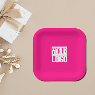 Hot Pink - Hinzufügen eines fett gedruckten Logos Pappteller