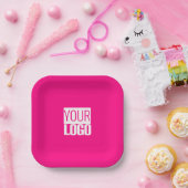 Hot Pink - Hinzufügen eines fett gedruckten Logos Pappteller (Party)