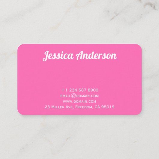 Hot Pink Hinzufügen Ihres Logos Benutzerfreundlich Visitenkarte (Rückseite)