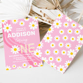 Hot Pink Hippy Wave Daisy Einladung zum 1. Geburts