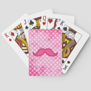Hot Pink Hipster Mustache und Polka Dot Muster Spielkarten