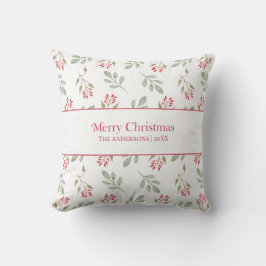 Hot Pink Holly Berry Christmas Throw Kissen