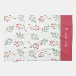 Hot Pink Holly Berry Weihnachten Geschirrtuch