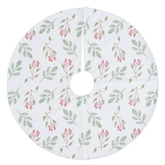 Hot PInk Holly Berry Weihnachtsbaumrock Fleece Weihnachtsbaumdecke (Vorderseite)