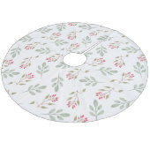 Hot PInk Holly Berry Weihnachtsbaumrock Fleece Weihnachtsbaumdecke (Schrägansicht)