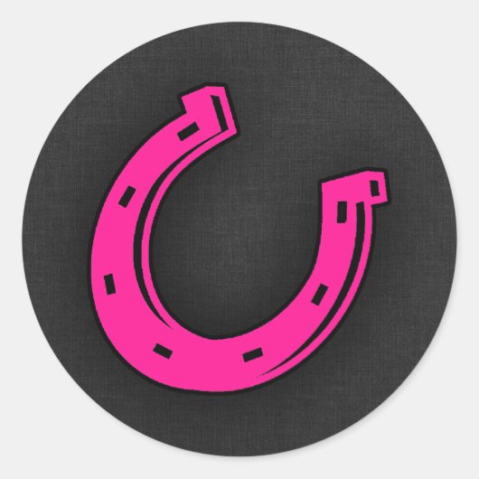 Hot Pink Horseshoe Runder Aufkleber (Vorderseite)