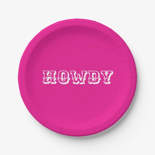 Hot Pink Howdy Style Pappteller (Vorderseite)