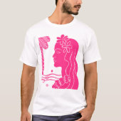 Hot Pink Hula Girl Head T - Shirt (Vorderseite)