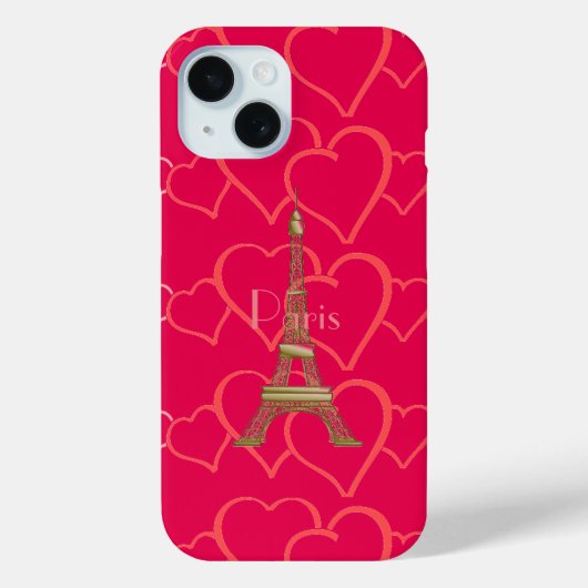 Hot Pink, I Liebe Paris Case-Mate iPhone Case (Rückseite)