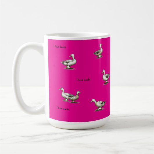 Hot Pink I Love Ducks Kaffeetasse (Links)