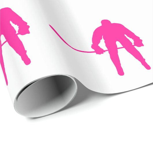 Hot Pink Ice Hockey Geschenkpapier (Rolleneckpunkt)