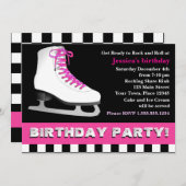 Hot Pink Ice Skaten Geburtstagsparty Einladung (Vorne/Hinten)