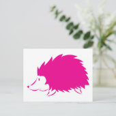 Hot Pink Igel Postkarte (Stehend Vorderseite)