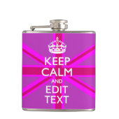 Hot Pink: Ihr Behalt zum Bearbeiten von Text-Union Flachmann (Vorderseite)