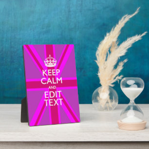 Hot Pink Ihre Keep Calm Textbearbeitung Union Jack Fotoplatte