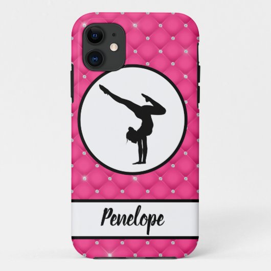 Hot-Pink-Imitat-Kristall-Handstand Case-Mate iPhone Hülle (Rückseite)