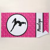 Hot-Pink-Imitat-Kristall-Handstand Strandtuch (Vorderseite)