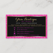 Hot-Pink-Imitate Glitzer Cloud Hanger Business Car Visitenkarte (Rückseite)