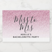 Hot Pink Imitate Glitzer Miss an Mrs. Bachelorette Schaumweinetikett (Einzelnes Label)