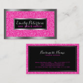 Hot-Pink-Imitate Glitzer Silver Akzente Visitenkarte (Vorne/Hinten)