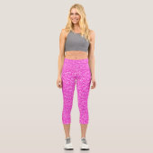 Hot-Pink-Imitate Glitzer-Textur Capri Leggings (Vorderseite)