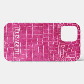 Hot Pink Imitate Krokodile Leder Personalisierter  Case-Mate iPhone Hülle (Rückseite (Horizontal))