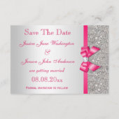 Hot Pink Imitats Bow & Diamonds Save the Date (Rückseite)