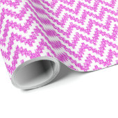 Hot Pink Imitats Glitzer & White Ikat Zickzack Geschenkpapier (Rolleneckpunkt)