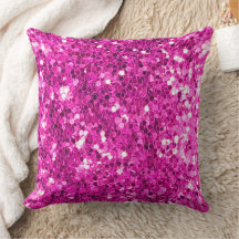 Hot Pink Imitats Sequin Glitzer Throw Kissen