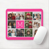 Hot Pink Instagram Photo Collage Custom Monogram Mousepad (Mit Mouse)