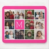 Hot Pink Instagram Photo Collage Custom Monogram Mousepad (Vorne)