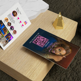 Hot Pink Instagram QR Code Business Card for Braid Visitenkarte