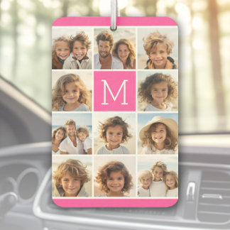 Hot Pink Instagramm Foto Collage Custom Monogram Autolufterfrischer