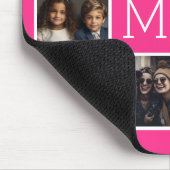 Hot Pink Instagramm Foto Collage Custom Monogram Mousepad (Ecke)