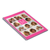 Hot Pink Instagramm Foto Collage Custom Monogram Notizblock (Rechte Seite)