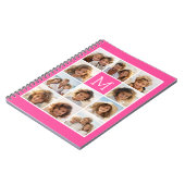 Hot Pink Instagramm Foto Collage Custom Monogram Notizblock (Linke Seite)