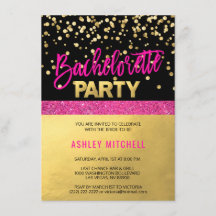 HOT Pink Junggeselinnen-Abschied Einladungen Vorla