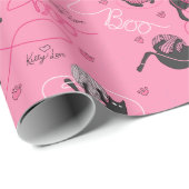 Hot Pink Kätzchen Liebe Kätzchen und Garn Kinder Geschenkpapier (Rolleneckpunkt)