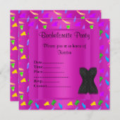 HOT PINK Konfetti JUNGGESELINNEN-ABSCHIED EINLADUN Einladung (Vorne/Hinten)