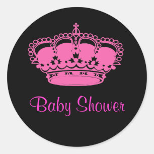 Hot Pink Kronprinzessin Baby Shower Aufkleber