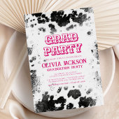 Hot Pink Kuh Print Chic Rustic Graduation Party Einladung