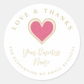 Hot Pink Lace Effect Heart Love Thanks Supporting Runder Aufkleber (Vorderseite)