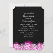 Hot Pink Lace & Jewel Bow Quinceanera Einladung (Rückseite)