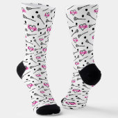 Hot Pink Lacrosse Sticks and Hearts Pattern Socken (Gewinkelt)
