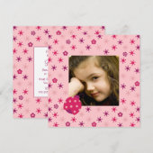 Hot Pink Ladybug Blume Geburtstagsfeier Einladung (Vorne/Hinten)