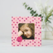 Hot Pink Ladybug Blume Geburtstagsfeier Einladung (Stehend Vorderseite)